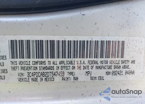 2013 Dodge Journey Se from USA, damaged, VIN 3C4PDCAB2DT547459